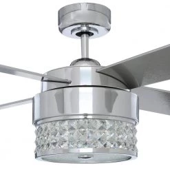 Celestra 52 in. Indoor Chrome and Optic Crystal LED Ceiling Fan with Light Kit and Wall Control by Designers Choice Collection -Deals Juno Store chrome designers choice collection ceiling fans with lights ac20952l ch 1d 1000