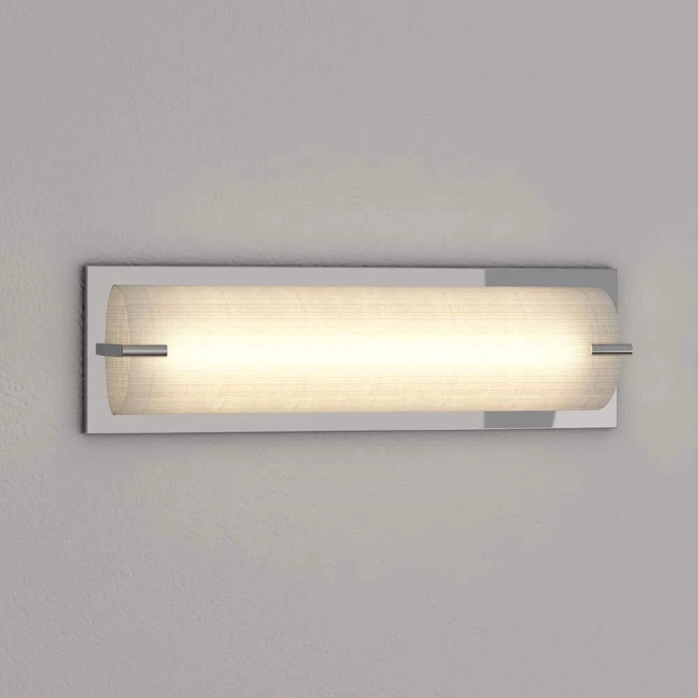 Paramount Series 4-Light Chrome Vanity Light with Linen Glass Shade by Designers Choice Collection 5 Paramount Series 4-Light Chrome Vanity Light with Linen Glass Shade by Designers Choice Collection - Image 5