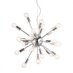 Pulsar 24 Light Chrome Pendant with Glass Shade by ZUO