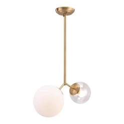 Constance 2-Light Gold Chandelier with Tempered Glass Shade by ZUO