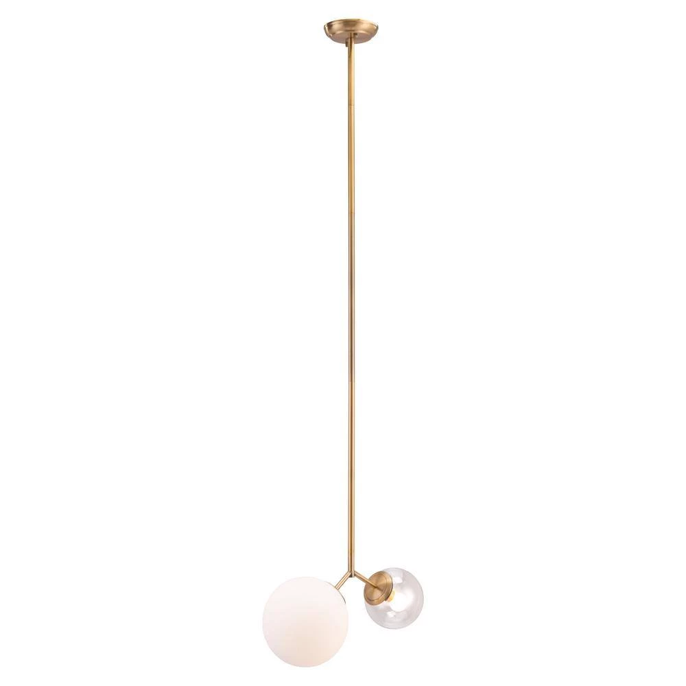Constance 2-Light Gold Chandelier with Tempered Glass Shade by ZUO 6 Constance 2-Light Gold Chandelier with Tempered Glass Shade by ZUO - Image 6