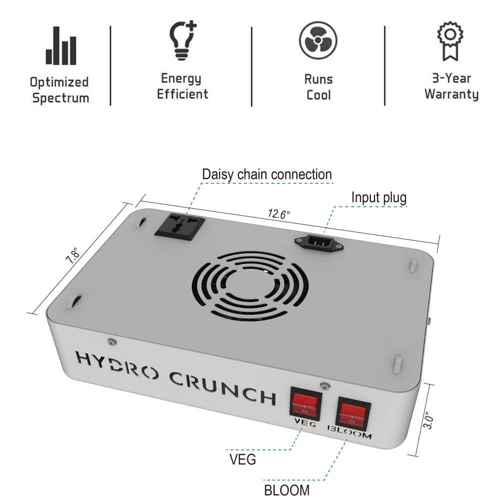 300-Watt Equivalent Veg/Bloom Full Spectrum LED Plant Grow Light Fixture by Hydro Crunch 8 300-Watt Equivalent Veg/Bloom Full Spectrum LED Plant Grow Light Fixture by Hydro Crunch - Image 8