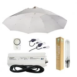 600-Watt HPS Grow Light System with 42 in. Parabolic Vertical Umbrella Hood Reflector by Hydro Crunch