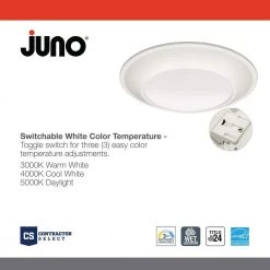 Contractor Select JSBT 8.39 in. Matte White Integrated LED Flush Mount Fixture, Selectable CCT by Juno 11 Contractor Select JSBT 8.39 in. Matte White Integrated LED Flush Mount Fixture, Selectable CCT by Juno -Deals Juno Store matte white juno flush mount lights jsbt 6in sww2 90cri wl mw m6 40 1000
