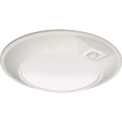 8.39 in. 1-Light White Selectable LED Flush Mount With Motion Sensor by Juno -Deals Juno Store white juno flush mount lights jsbt 6in sww2 90cri pir mw m6 1f 1000