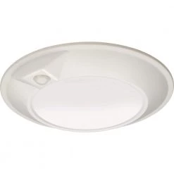 8.39 in. 1-Light White Selectable LED Flush Mount With Motion Sensor by Juno -Deals Juno Store white juno flush mount lights jsbt 6in sww2 90cri pir mw m6 4f 1000