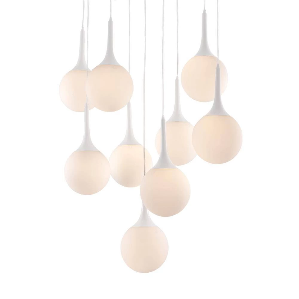 Epsilon 9-Light White Chandelier with Glass Shade by ZUO 3 Epsilon 9-Light White Chandelier with Glass Shade by ZUO - Image 3